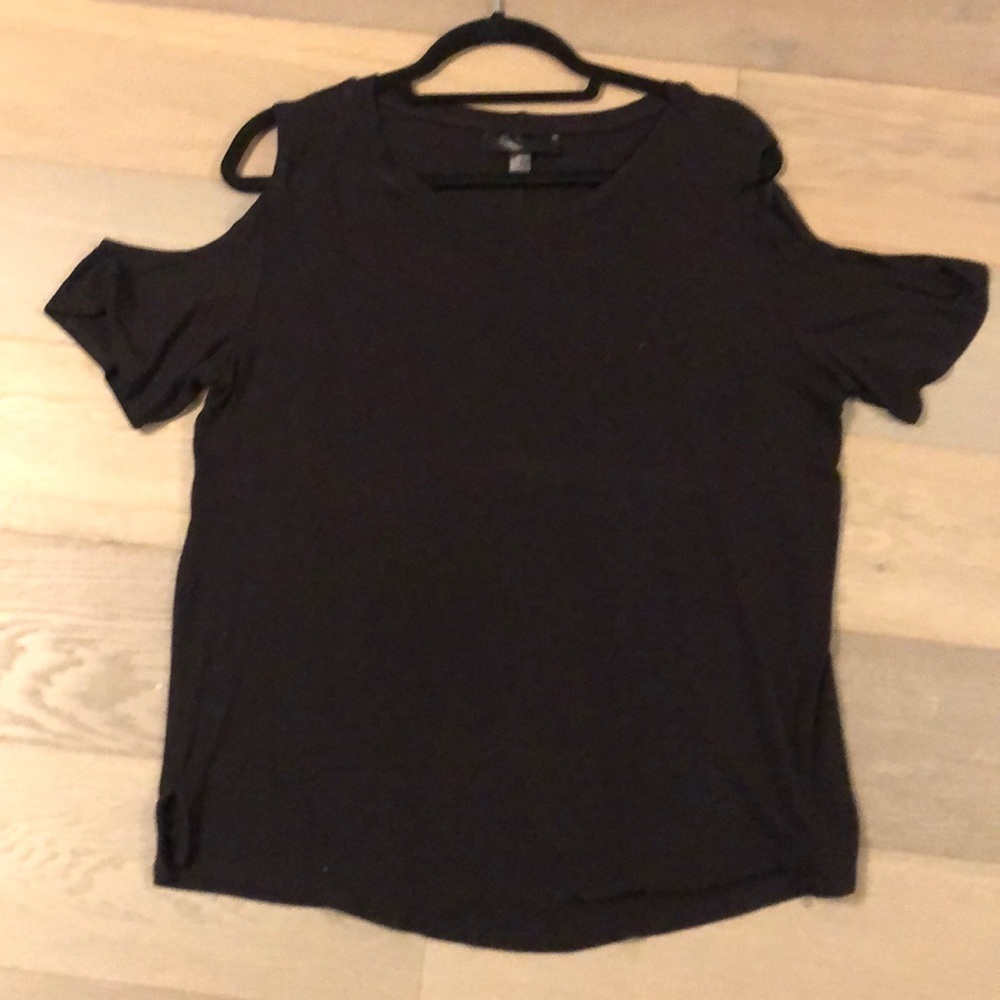Black Short Sleeve Colder Shoulder Top Size M